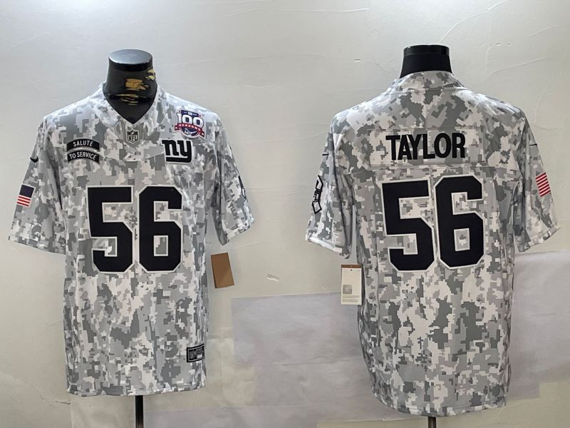 Men New York Giants #56 Taylor Nike Arctic Camo 2024 Salute to Service Limited NFL Jersey style 1